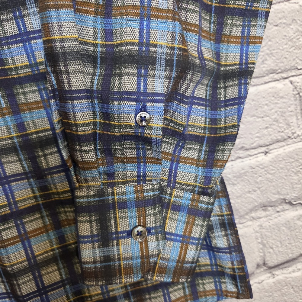 Bugatchi Uomo Button Down Shirt Men's XL Plaid Check Long Sleeve - Picture 2 of 8